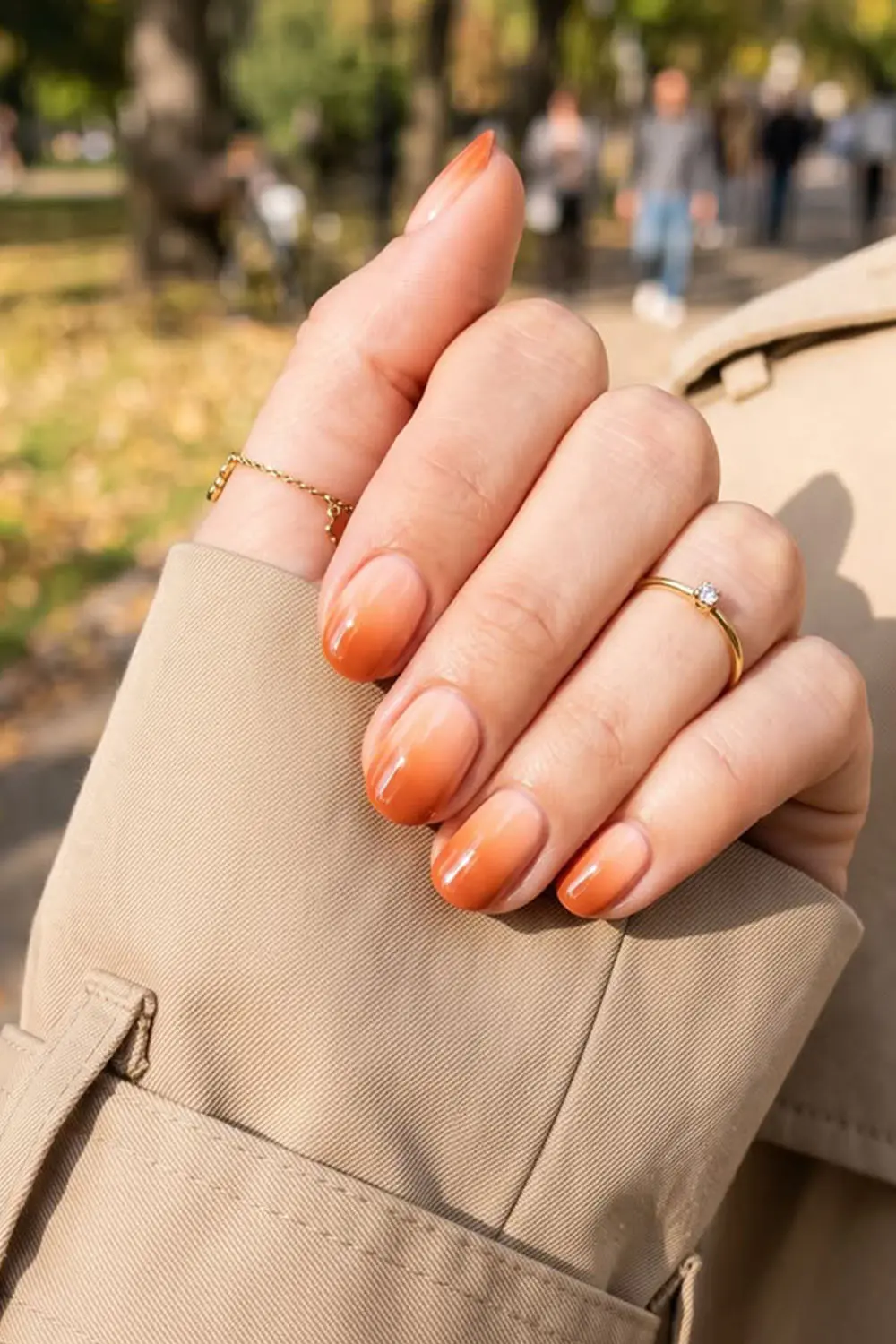 Short glossy burnt orange fall nails Short glossy burnt orange fall nails